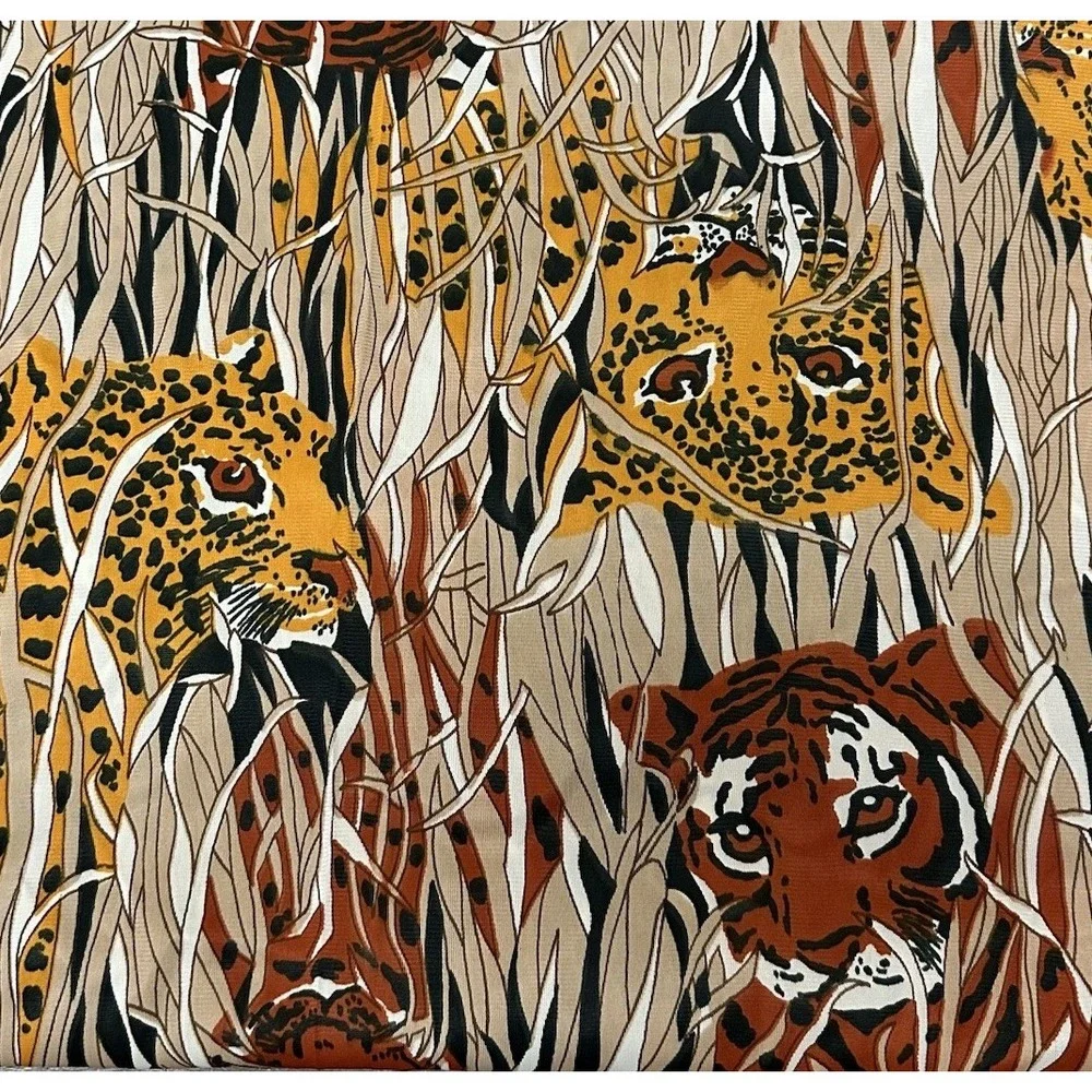 Vtg Retro Jungle Animal Print Lightweight Semi Sheer Clothing Fabric 5.5 Yards